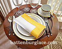 White Hemstitch Diner Napkin with Lemon Chrome Colored Border